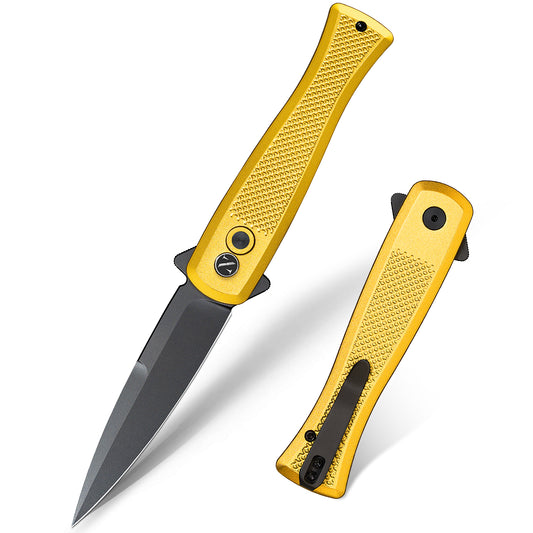 NedFoss MERMAID II Klappmesser, 8.5CM 14C28N Stahl Taschenmesser mit Button-Lock, Einhandmesser mit Aluminium-Griff, Outdoor Messer mit Gürtelclip, Survival Messer für den Alltag, Sammlung & Geschenk