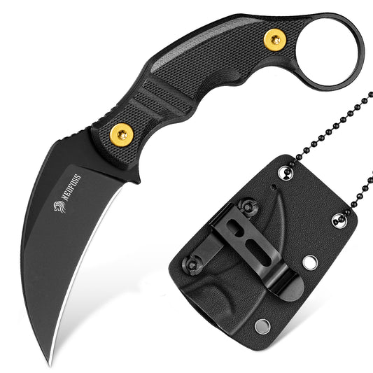 NedFoss Neck Knife VULTURE, 6CM 14C28N Stahl FULL TANG Outdoor Messer Survival mit G10 Griff & Kydexscheide, Mini Messer feststehend in Geschenk-Box für Sammlung, Camping