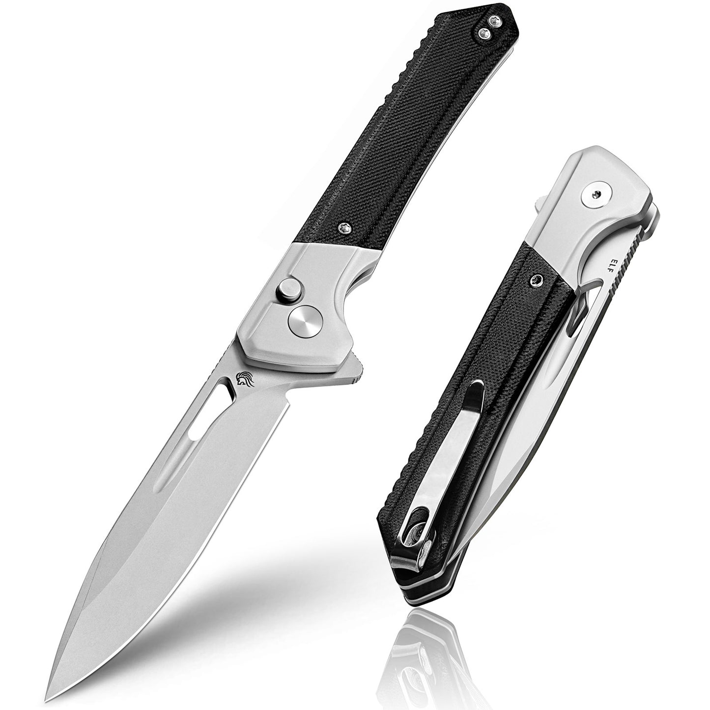 NedFoss ELF II Klappmesser, 8.5CM 14C28N Stahl Taschenmesser mit Button-Lock, Einhandmesser mit G10 Griff, Outdoor Messer mit Gürtelclip, Survival Messer für den Alltag, Sammlung & Geschenk