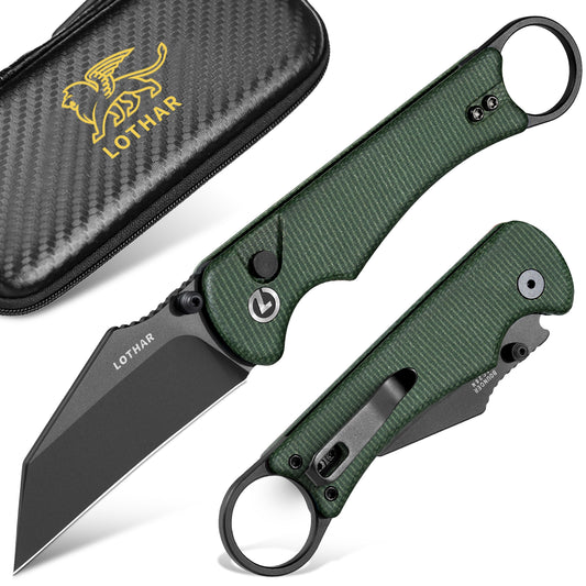 LOTHAR BOUNCER 2,48" 14C28N Stahl taktisches Klappmesser mit Micarta-Griff, umkehrbarer Taschenclip