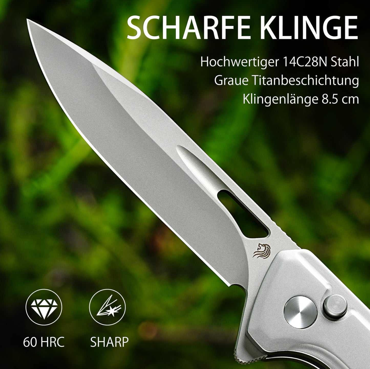 NedFoss ELF II Klappmesser, 8.5CM 14C28N Stahl Taschenmesser mit Button-Lock, Einhandmesser mit G10 Griff, Outdoor Messer mit Gürtelclip, Survival Messer für den Alltag, Sammlung & Geschenk