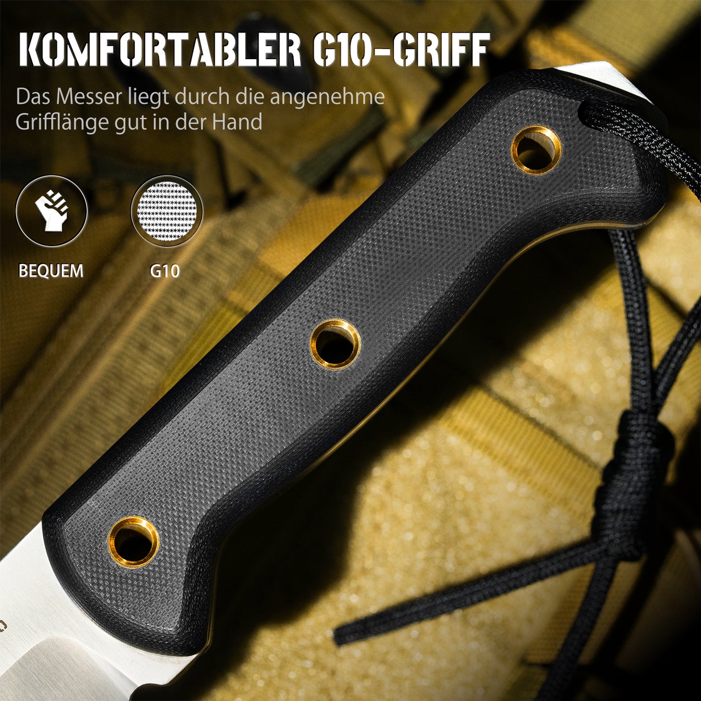 NedFoss SEAL Outdoor Messer, 10.4cm Full Tang Survival Messer mit mit Kydex Holster