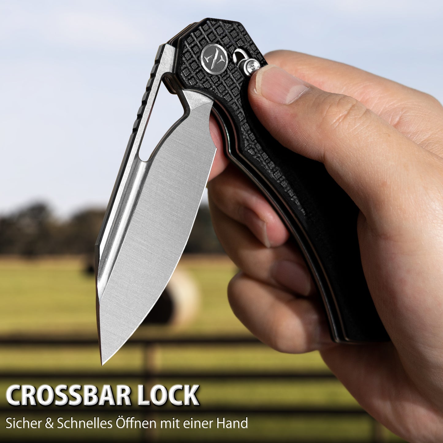 NedFoss COUGAR Klappmesser, 8.7cm 14C28N Stahl Taschenmesser mit Crossbar-Lock, Einhandmesser mit G10 Griff, Outdoor Messer mit Gürtelclip, Survival Messer für Alltag, Sammlung & Geschenk