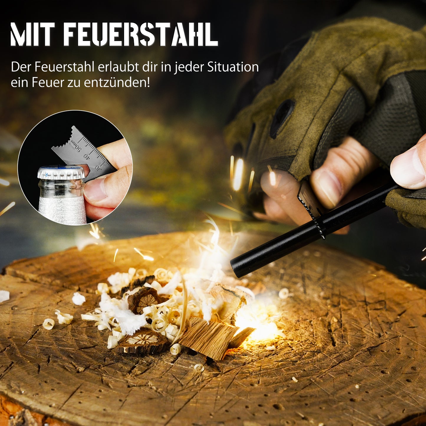 NedFoss SEAL Outdoor Messer, 10.4cm Full Tang Survival Messer mit mit Kydex Holster