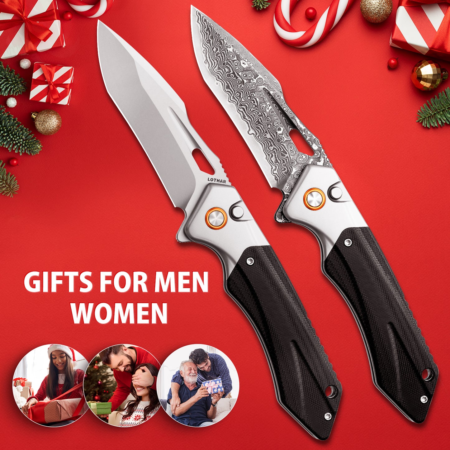 LOTHAR LICH KING Klappmesser, Scharfe 14C28N Stahl Taschenmesser, Einhandmesser mit G10 Griff, Button Lock Outdoor Messer, Survival Messer