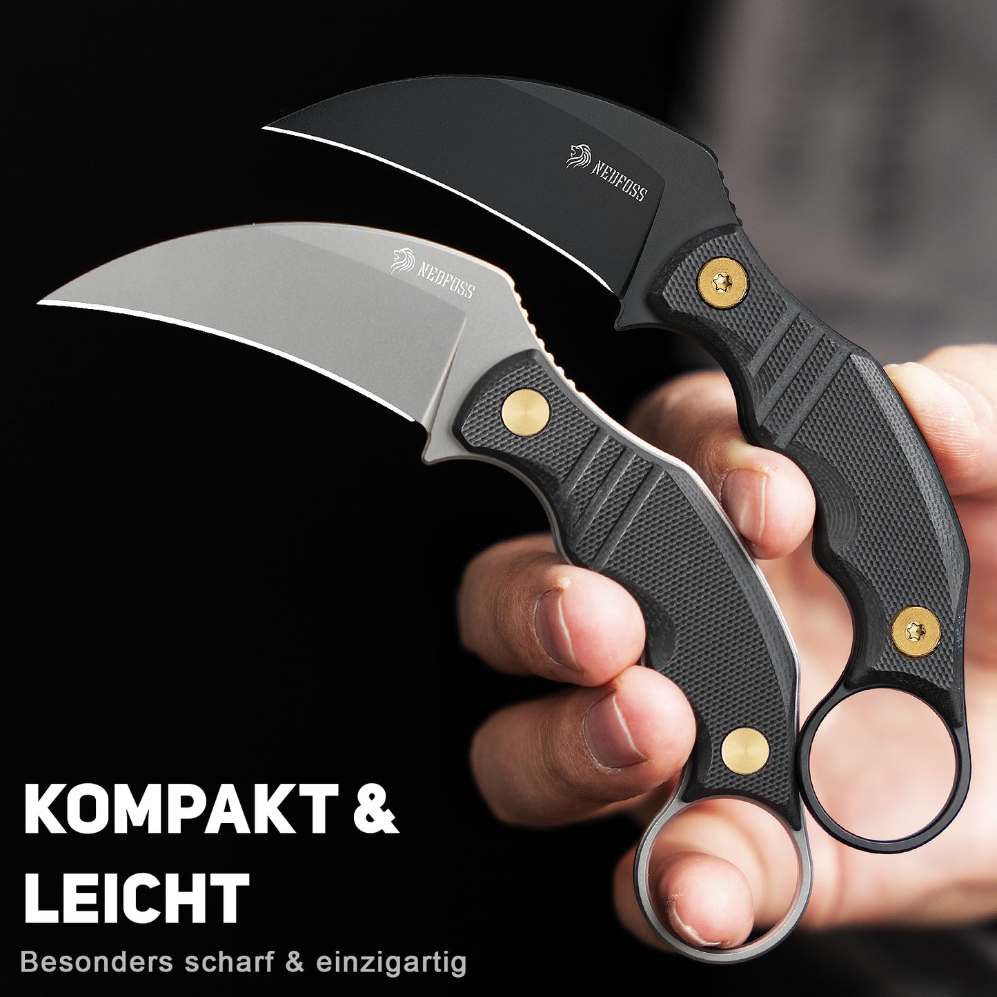 NedFoss Neck Knife VULTURE, 6CM 14C28N Stahl FULL TANG Outdoor Messer Survival mit G10 Griff & Kydexscheide, Mini Messer feststehend in Geschenk-Box für Sammlung, Camping