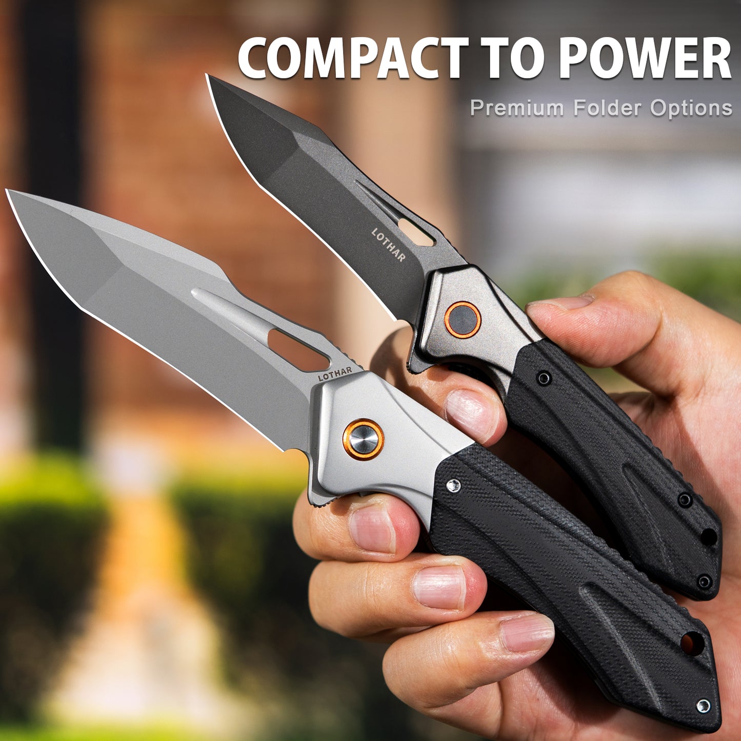 LOTHAR LICH KING Klappmesser, Taschenmesser aus D2 Stahl, Einhandmesser mit G10 Griff, Outdoor Messer Survival für Camping, Jagd & Abenteuer (D2-Grau)