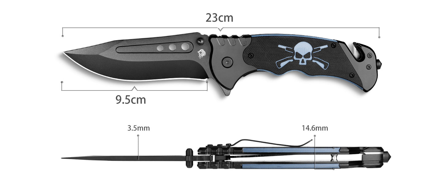 NedFoss GRIZZLY 3 IN 1 Taschenmesser, Rettungsmesser mit Gurtschneider & Glasbrecher, Klappmesser mit Gürtelclip, Survival Messer Outdoor für Auto, Einhandmesser, überlebensmesser, Rescue messer