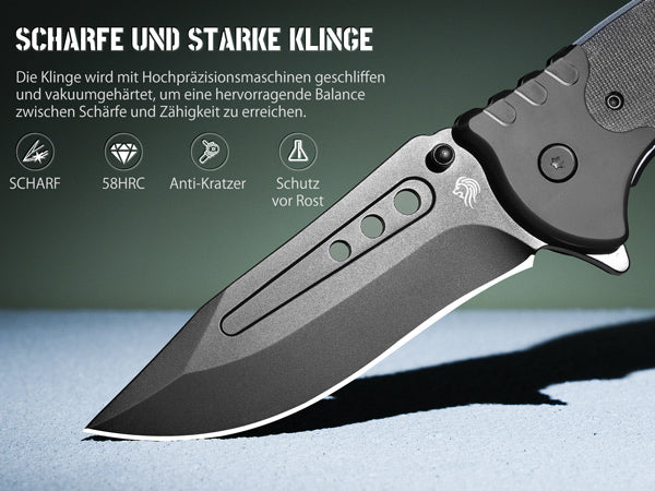 NedFoss GRIZZLY 3 IN 1 Taschenmesser, Rettungsmesser mit Gurtschneider & Glasbrecher, Klappmesser mit Gürtelclip, Survival Messer Outdoor für Auto, Einhandmesser, überlebensmesser, Rescue messer
