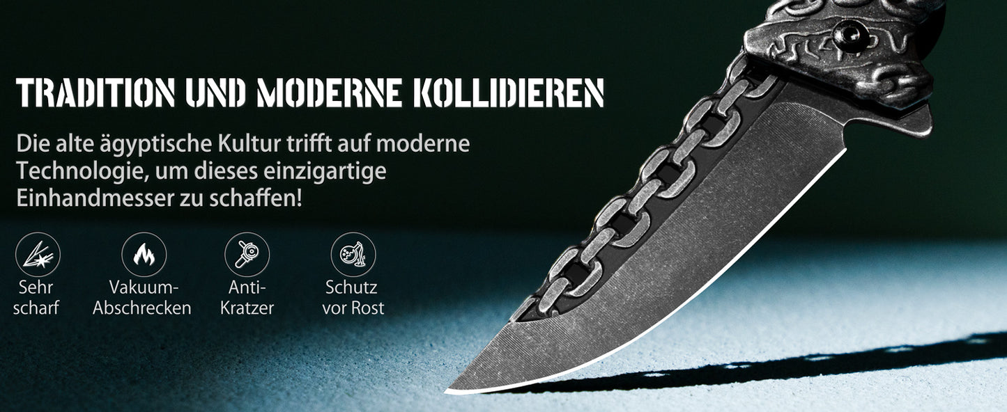 NedFoss CHAIN Klappmesser, scharfes Taschenmesser, Messer Outdoor mit einzigartigem Aussehen, Outdoor Messer, campingmesser mit Liner-Lock-Verschluss