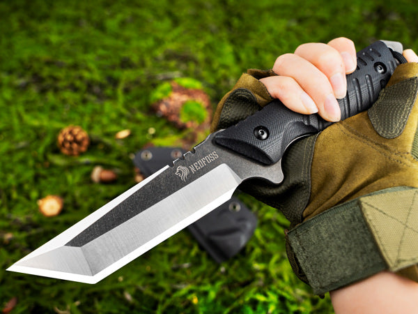 NEDFOSS DRAGON Tanto Outdoor Messer mit Kydex Holster, 10,4cm Full Tang EDC Survival Messer mit G10 Griff, feststehende Messer, Camping Gürtelmesser, Bushcraft Messer