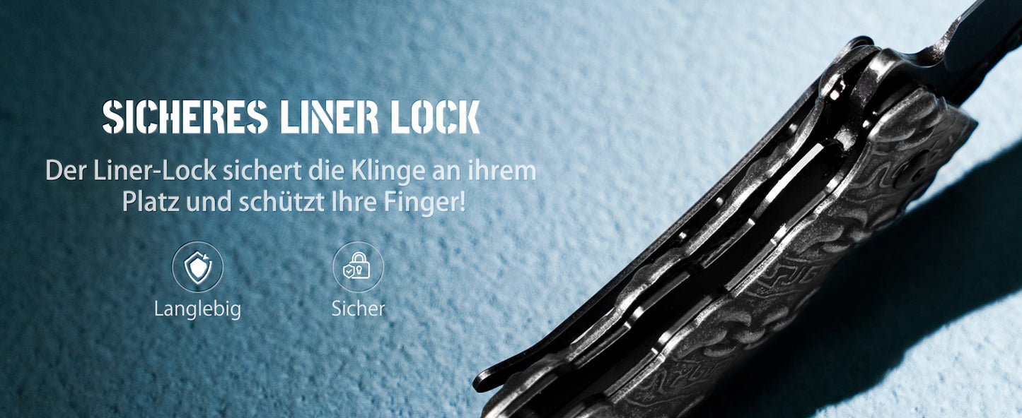 NedFoss CHAIN Klappmesser, scharfes Taschenmesser, Messer Outdoor mit einzigartigem Aussehen, Outdoor Messer, campingmesser mit Liner-Lock-Verschluss