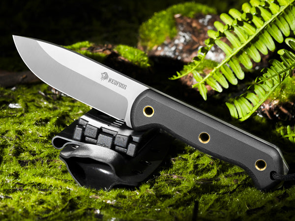 NedFoss SEAL Outdoor Messer, 10.4cm Full Tang Survival Messer mit mit Kydex Holster