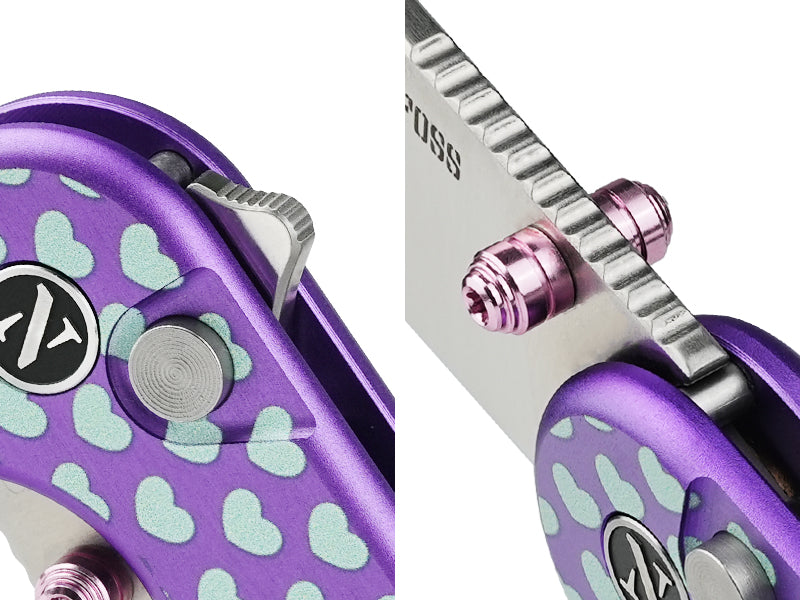 NedFoss SWEETHEART Klappmesser, 7.5CM 14C28N Stahl Taschenmesser mit Button-Lock, Einhandmesser mit Aluminium-Griff, Outdoor Messer mit Gürtelclip, Survival Messer für den Alltag, Sammlung & Geschenk