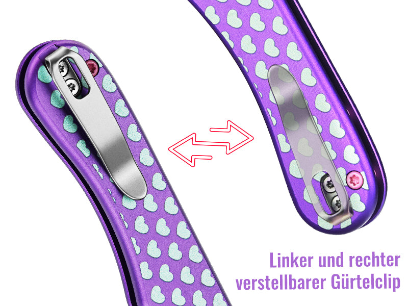 NedFoss SWEETHEART Klappmesser, 7.5CM 14C28N Stahl Taschenmesser mit Button-Lock, Einhandmesser mit Aluminium-Griff, Outdoor Messer mit Gürtelclip, Survival Messer für den Alltag, Sammlung & Geschenk