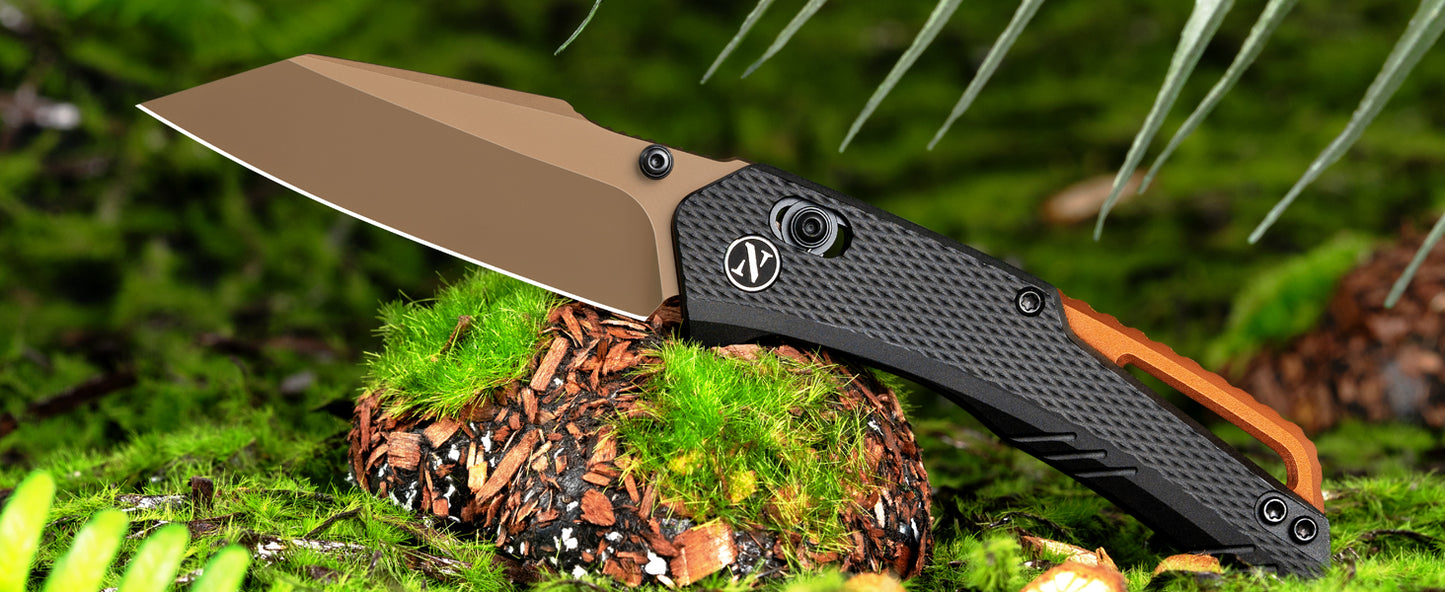 NedFoss KROKODIL Klappmesser, 7.5CM 14C28N Stahl Taschenmesser mit Axis lock, Einhandmesser mit G10 Griff, Outdoor Messer mit Gürtelclip, Survival Messer für den Alltag, Sammlung & Geschenk