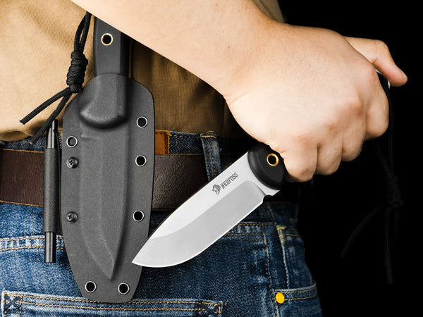 NedFoss SEAL Outdoor Messer, 10.4cm Full Tang Survival Messer mit mit Kydex Holster
