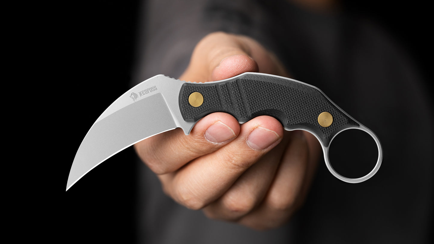 NedFoss Neck Knife VULTURE, 6CM 14C28N Stahl FULL TANG Outdoor Messer Survival mit G10 Griff & Kydexscheide, Mini Messer feststehend in Geschenk-Box für Sammlung, Camping
