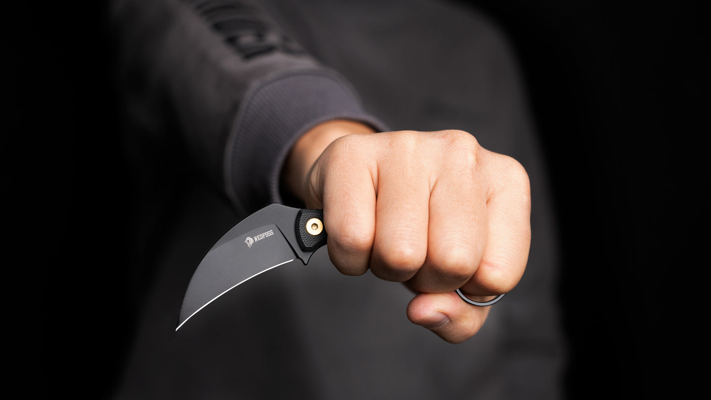 NedFoss Neck Knife VULTURE, 6CM 14C28N Stahl FULL TANG Outdoor Messer Survival mit G10 Griff & Kydexscheide, Mini Messer feststehend in Geschenk-Box für Sammlung, Camping