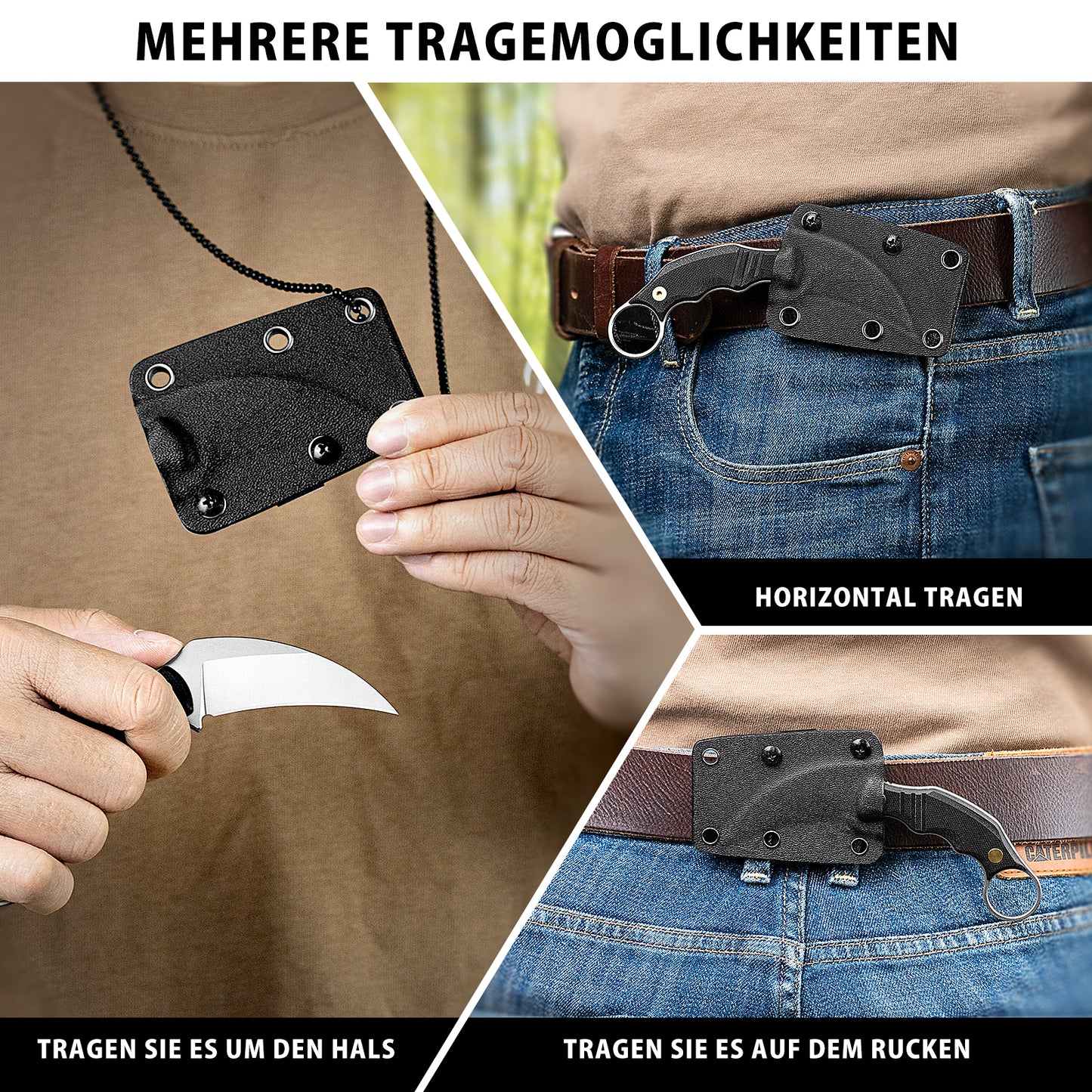 NedFoss Outdoor Messer VULTURE, 6CM 14C28N Stahl FULL TANG Survival Messer mit G10 Griff & Kydexscheide, Mini Messer feststehend in Geschenk-Box für Sammlung, Camping