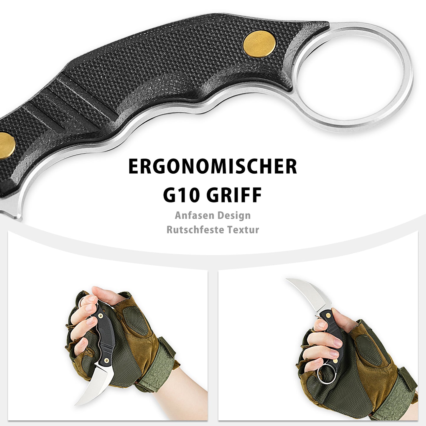 NedFoss Outdoor Messer VULTURE, 6CM 14C28N Stahl FULL TANG Survival Messer mit G10 Griff & Kydexscheide, Mini Messer feststehend in Geschenk-Box für Sammlung, Camping