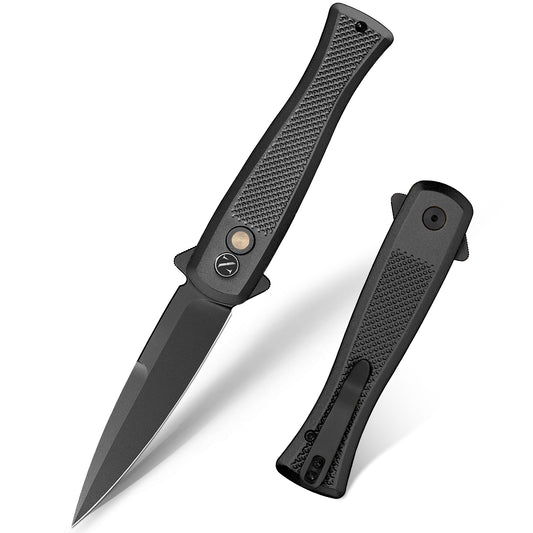 NedFoss MERMAID II Klappmesser, 8.5CM 14C28N Stahl Taschenmesser mit Button-Lock, Einhandmesser mit Aluminium-Griff, Outdoor Messer mit Gürtelclip, Survival Messer für den Alltag, Sammlung & Geschenk