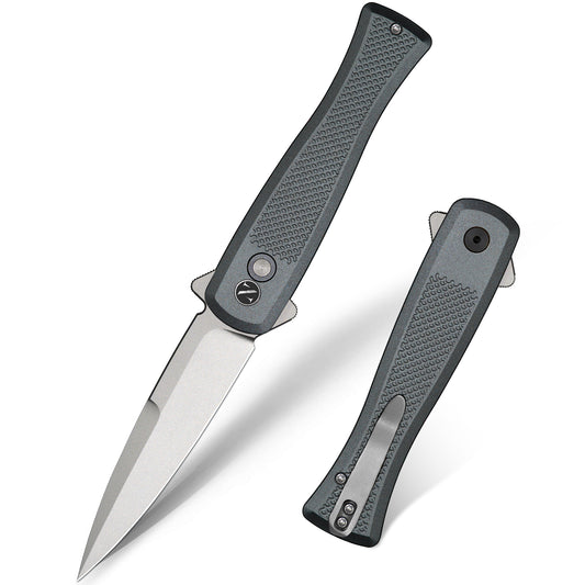 NedFoss MERMAID II Klappmesser, 8.5CM 14C28N Stahl Taschenmesser mit Button-Lock, Einhandmesser mit Aluminium-Griff, Outdoor Messer mit Gürtelclip, Survival Messer für den Alltag, Sammlung & Geschenk