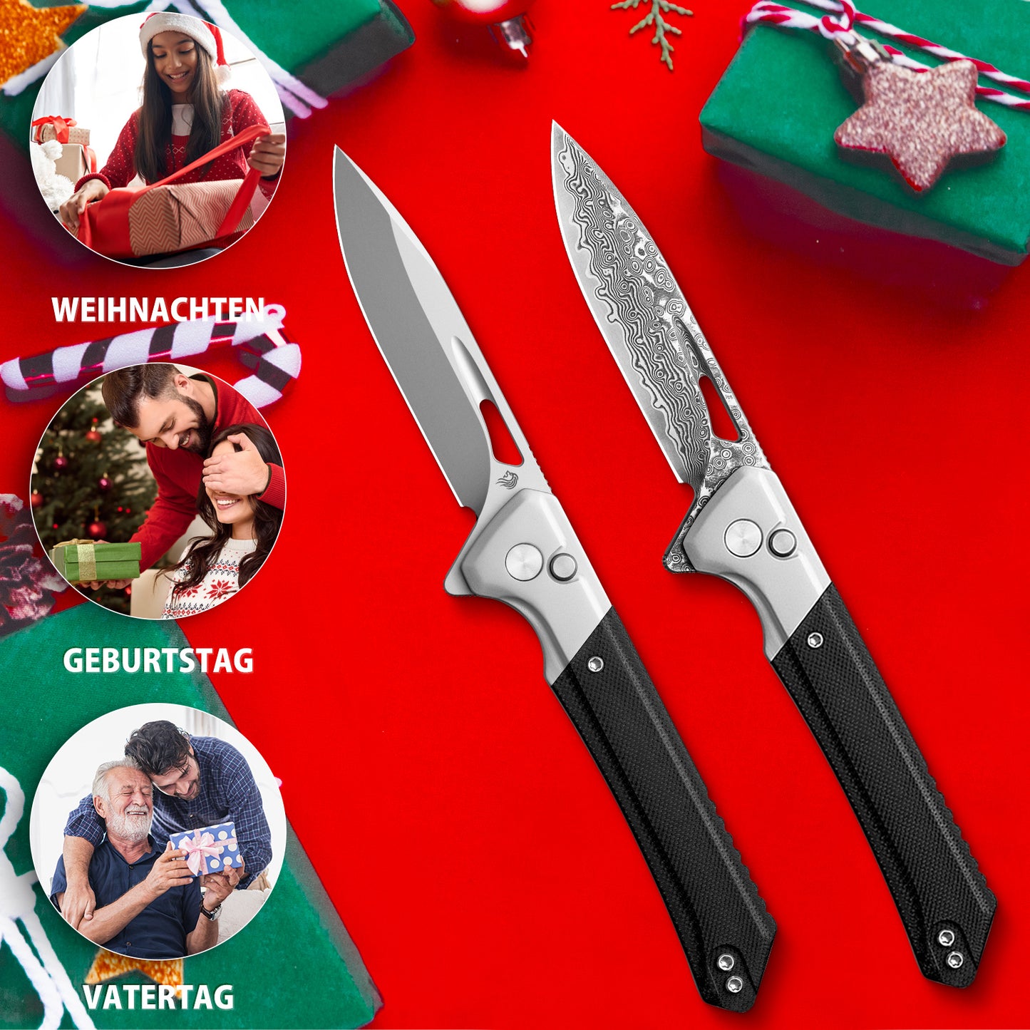 NedFoss ELF II Klappmesser, 8.5CM 14C28N Stahl Taschenmesser mit Button-Lock, Einhandmesser mit G10 Griff, Outdoor Messer mit Gürtelclip, Survival Messer für den Alltag, Sammlung & Geschenk