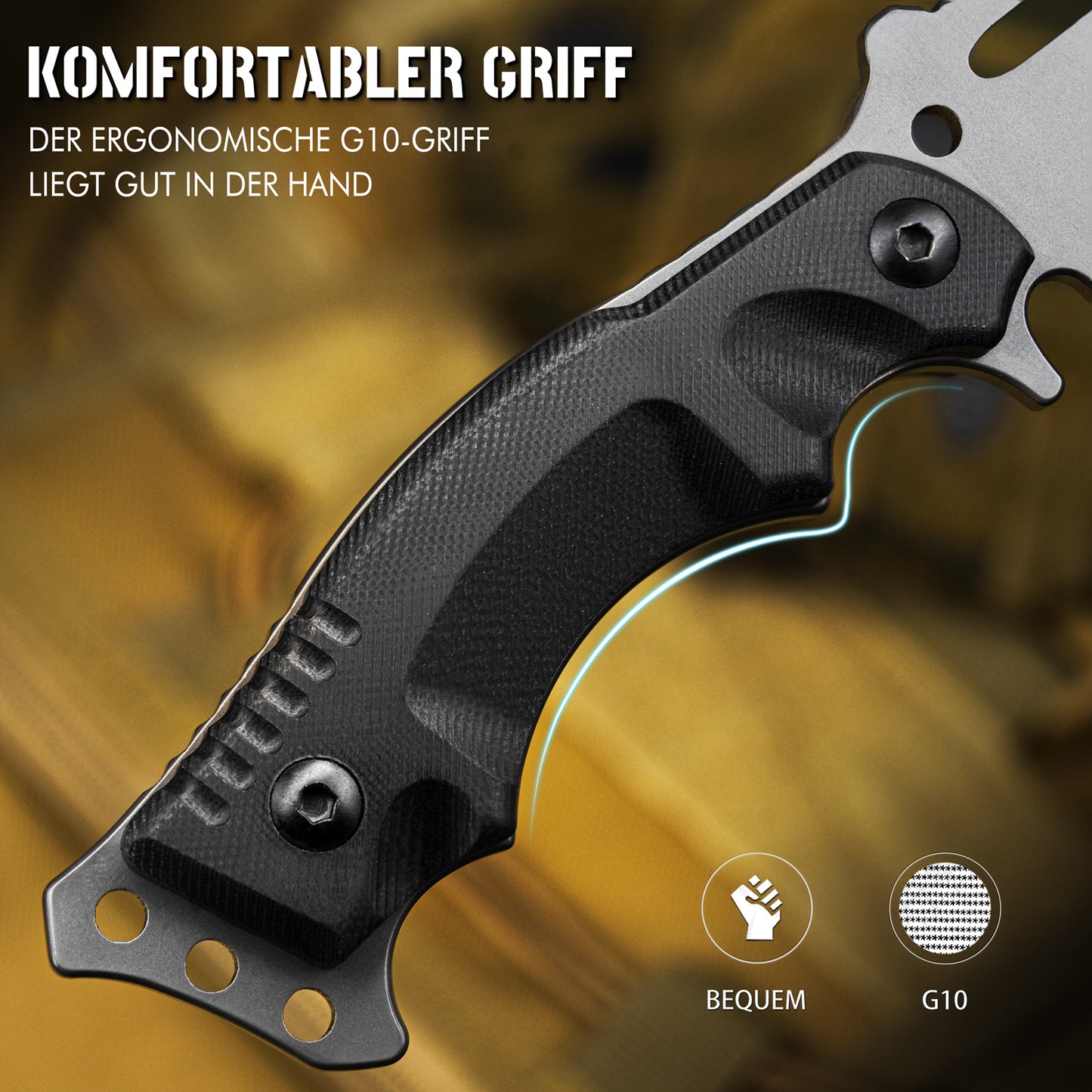 NedFoss WOLF Outdoor Survival Messer, Tactical Gürtelmesser, Überlebensmesser Survival Bushcraft Messer, Premium Qualität, schwarz