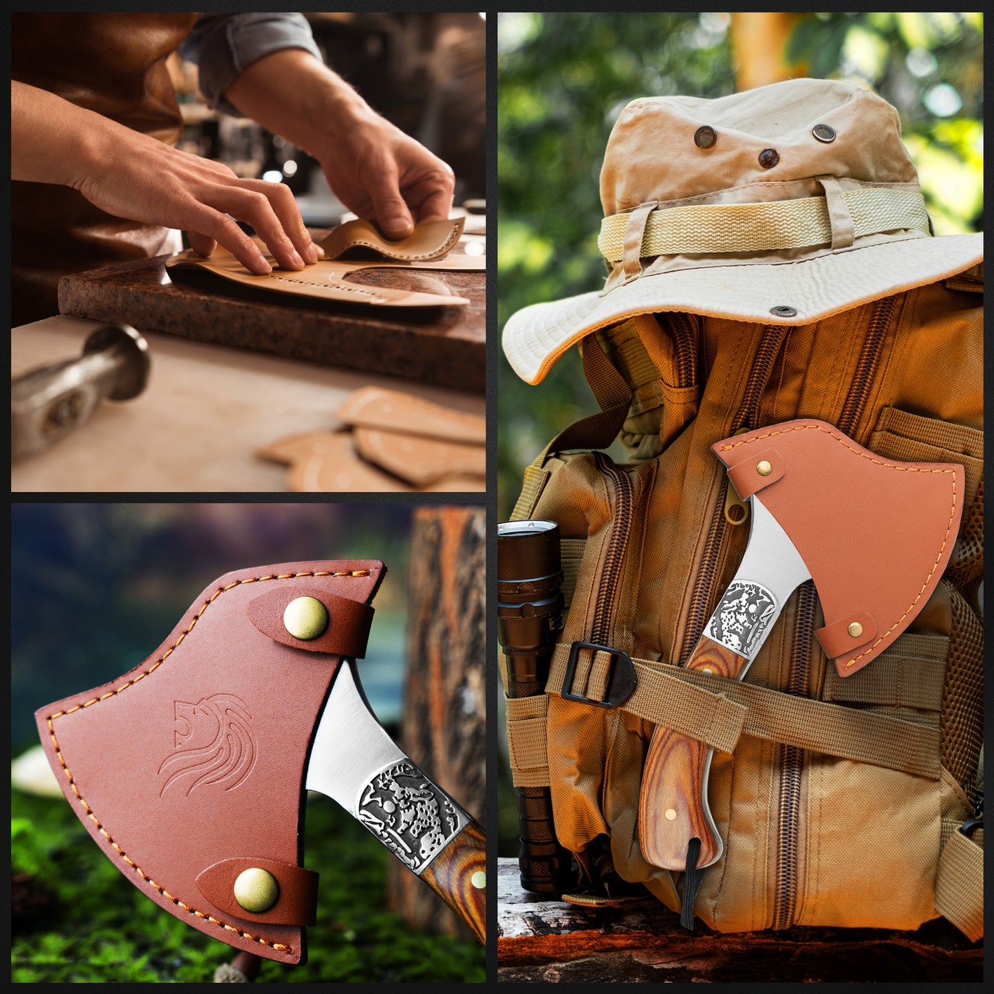 NedFoss WARTHOG Axt & Camping Axt, Outdoor - Axt | Survival-Axt, Erwachsene Äxte Camping Hatchet Beil, inkl. Kopftasche, Holz Griff