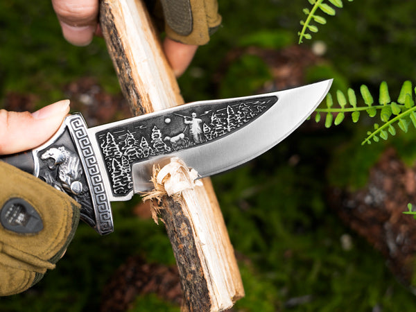 Nedfoss TIGER ROAR Zweihand- Klappmesser, TIGER ROAR Taschenmesser mit Gürtelclip, EDC Messer mit Back Lock, Outdoormesser& Jagd klappmesser in schönes Design, scharf