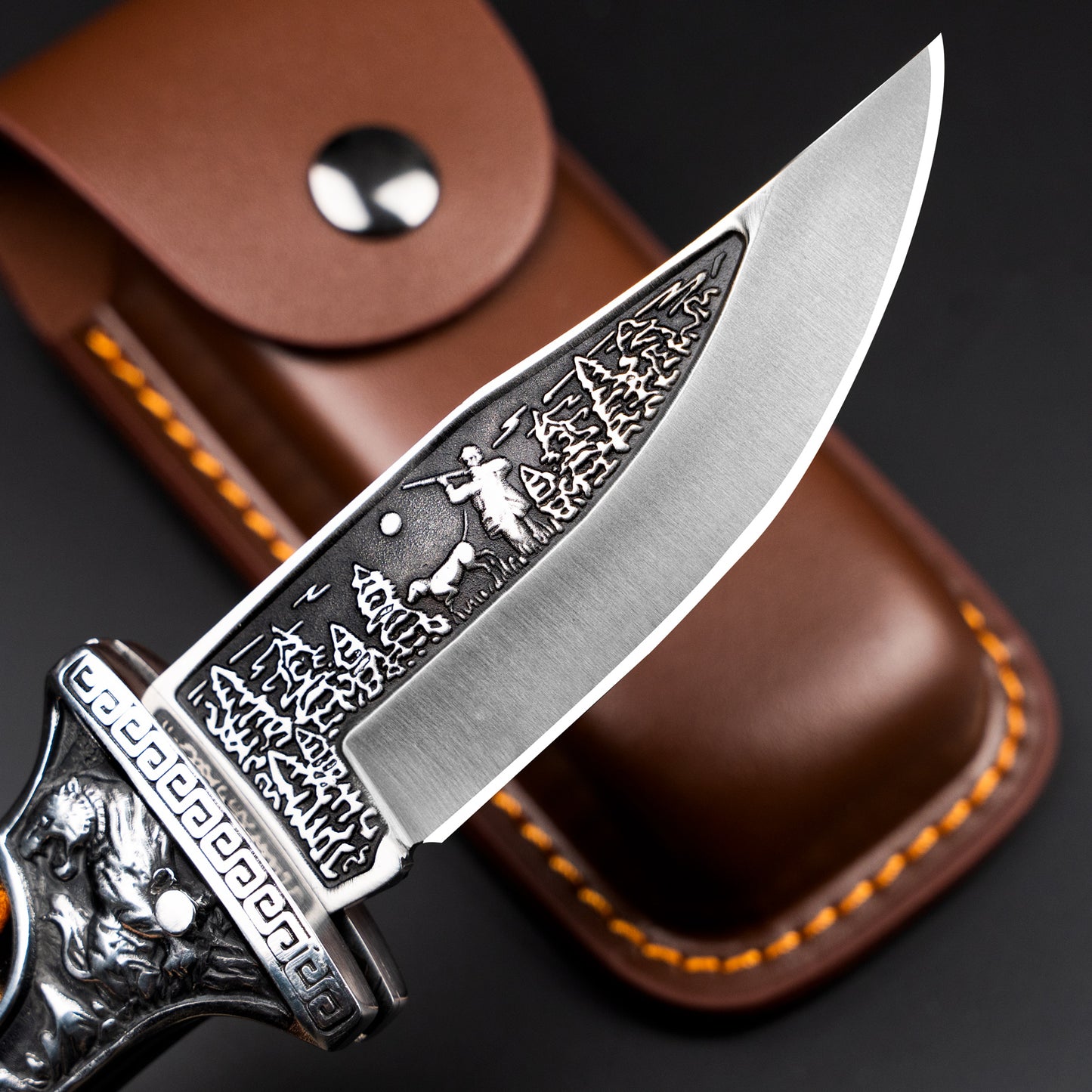 Nedfoss TIGER ROAR Zweihand- Klappmesser, TIGER ROAR Taschenmesser mit Gürtelclip, EDC Messer mit Back Lock, Outdoormesser& Jagd klappmesser in schönes Design, scharf