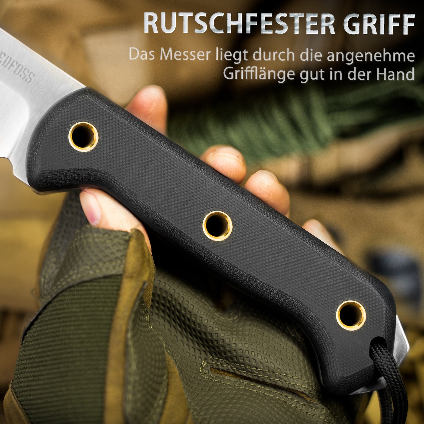 NedFoss SEAL Outdoor Messer, 10.4cm Full Tang Survival Messer mit mit Kydex Holster