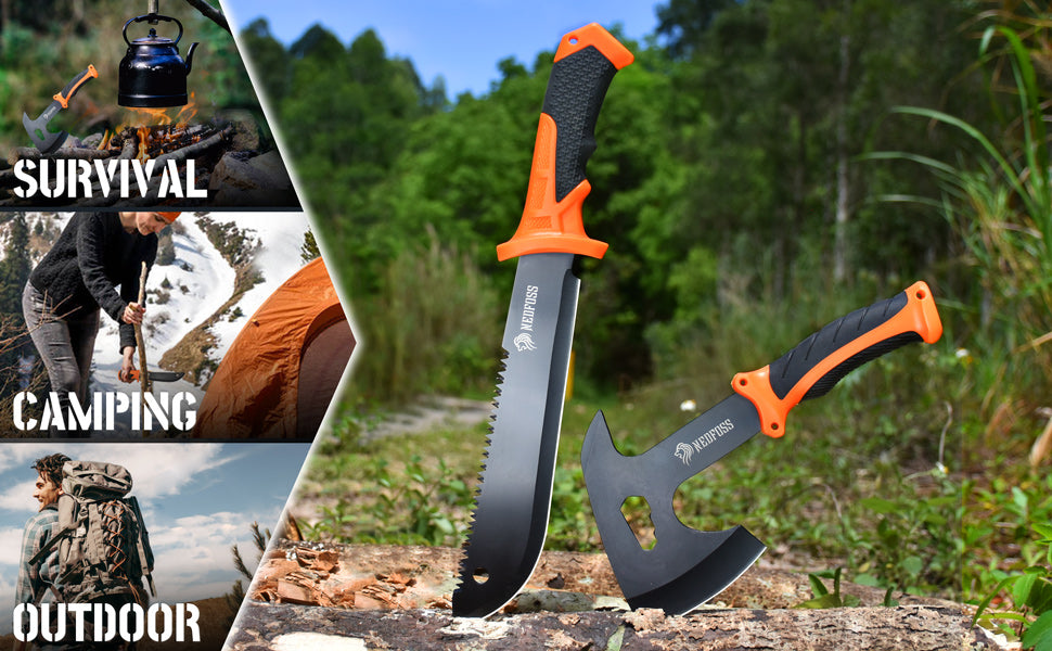 NedFoss JUNGLE AXES SET 2er Survival Outdoor Messer Set, Camping Messer Set inkl. Camping Axt & Outdoor Messer