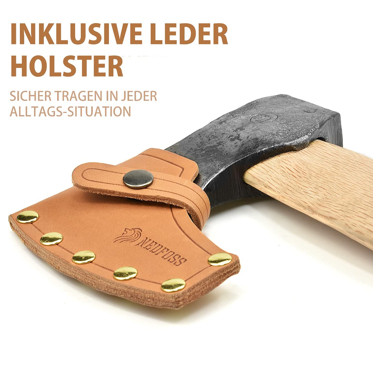 NedFoss HIPPO Axt, 33cm Camping Axt, Beil & Survival Axt, Hatchet & axt klein mit Holz Griff – Premium Jägerbeil robust- small Axe