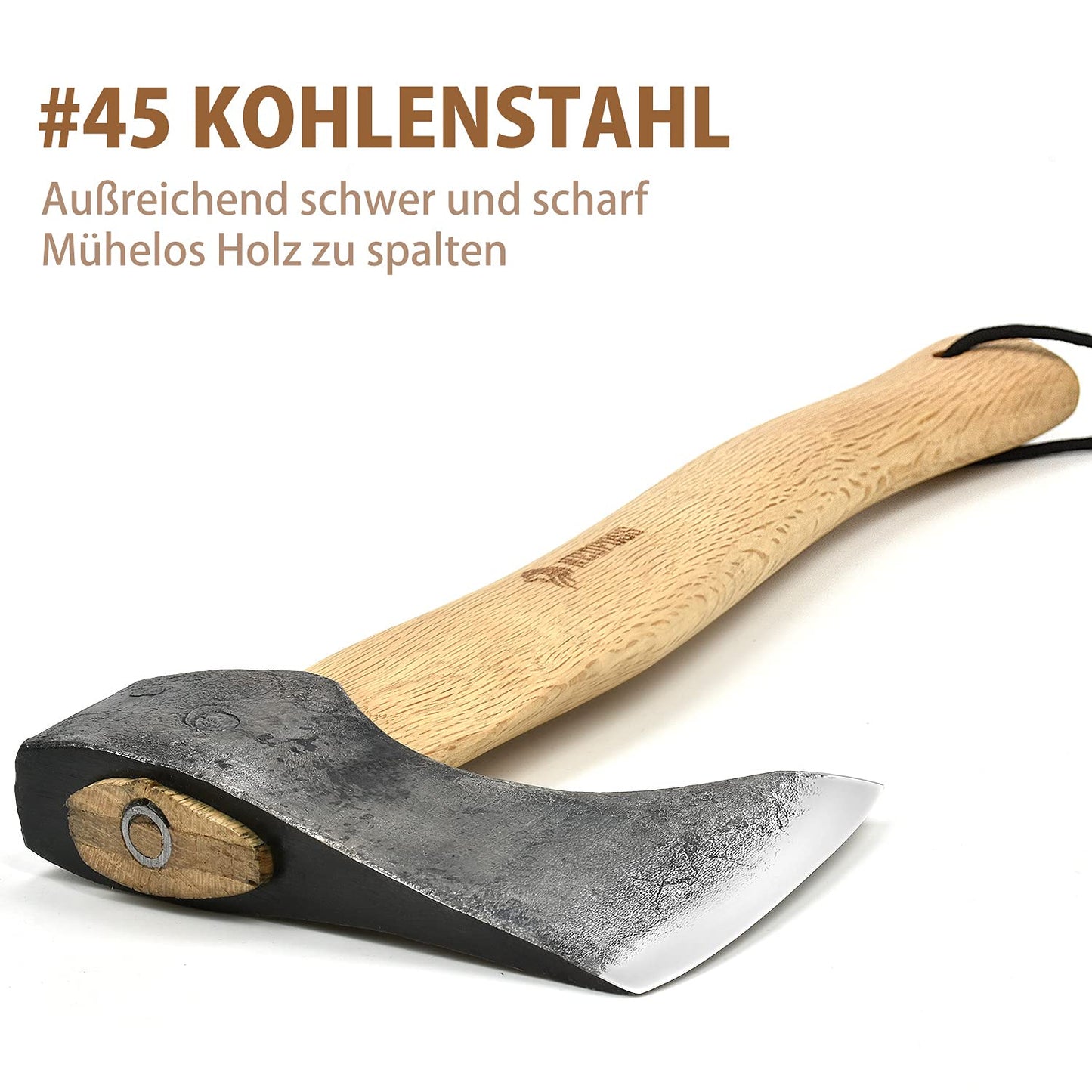 NedFoss HIPPO Axt, 33cm Camping Axt, Beil & Survival Axt, Hatchet & axt klein mit Holz Griff – Premium Jägerbeil robust- small Axe