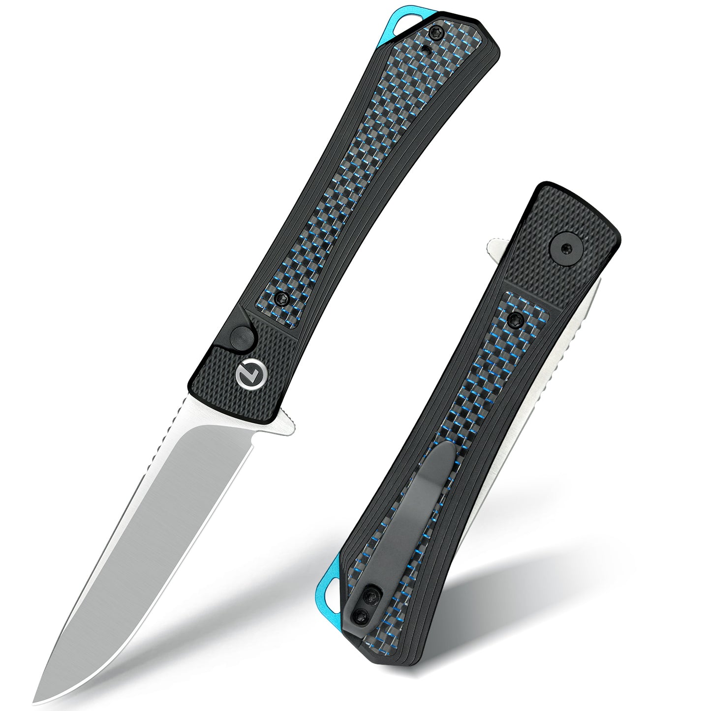 LOTHAR REVEALER Taschenmesser, Scharfe 14C28N Stahl Klappmesser, EDC Messer mit Aluminium Griff, Button Lock Einhandmesser mit Clip (Clip Point 8.8cm)