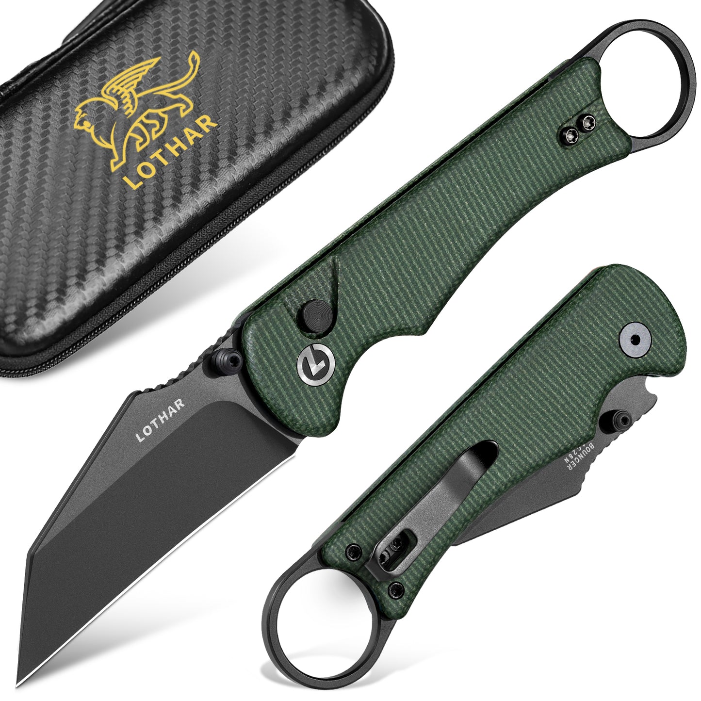 LOTHAR BOUNCER 2,48" 14C28N Stahl taktisches Klappmesser mit Micarta-Griff, umkehrbarer Taschenclip