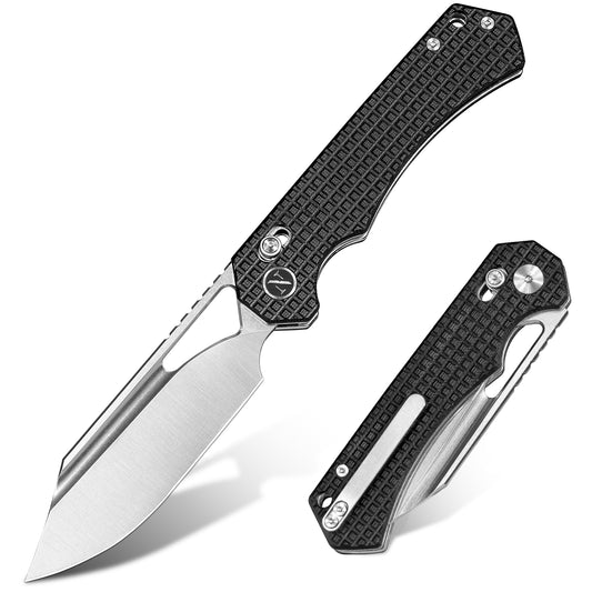 NedFoss COUGAR Klappmesser, 8.7cm 14C28N Stahl Taschenmesser mit Crossbar-Lock, Einhandmesser mit G10 Griff, Outdoor Messer mit Gürtelclip, Survival Messer für Alltag, Sammlung & Geschenk