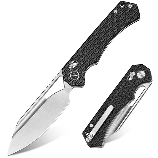 NedFoss COUGAR Klappmesser, 8.7cm 14C28N Stahl Taschenmesser mit Crossbar-Lock, Einhandmesser mit G10 Griff, Outdoor Messer mit Gürtelclip, Survival Messer für Alltag, Sammlung & Geschenk