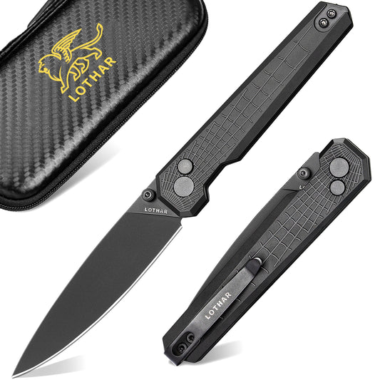 LOTHAR SPIDER Taschenmesser, 7.8 CM Scharfe 14C28N Stahl Klinge Klappmesser, Einhandmesser mit Aluminium Griff, Button Lock EDC Messer mit Clip, Sammlung & Geschenk