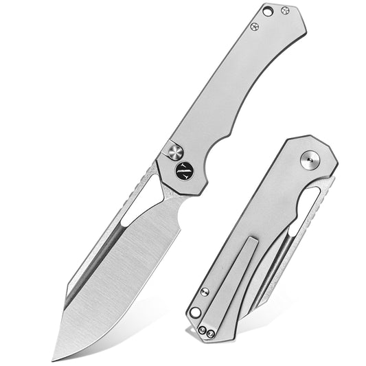 NedFoss COUGAR Klappmesser, 7.5cm 14C28N Stahl Taschenmesser mit Button-Lock, Einhandmesser mit leichtem Stahlgriff, Outdoor Messer mit Gürtelclip, Survival Messer für den Alltag, Sammlung & Geschenk