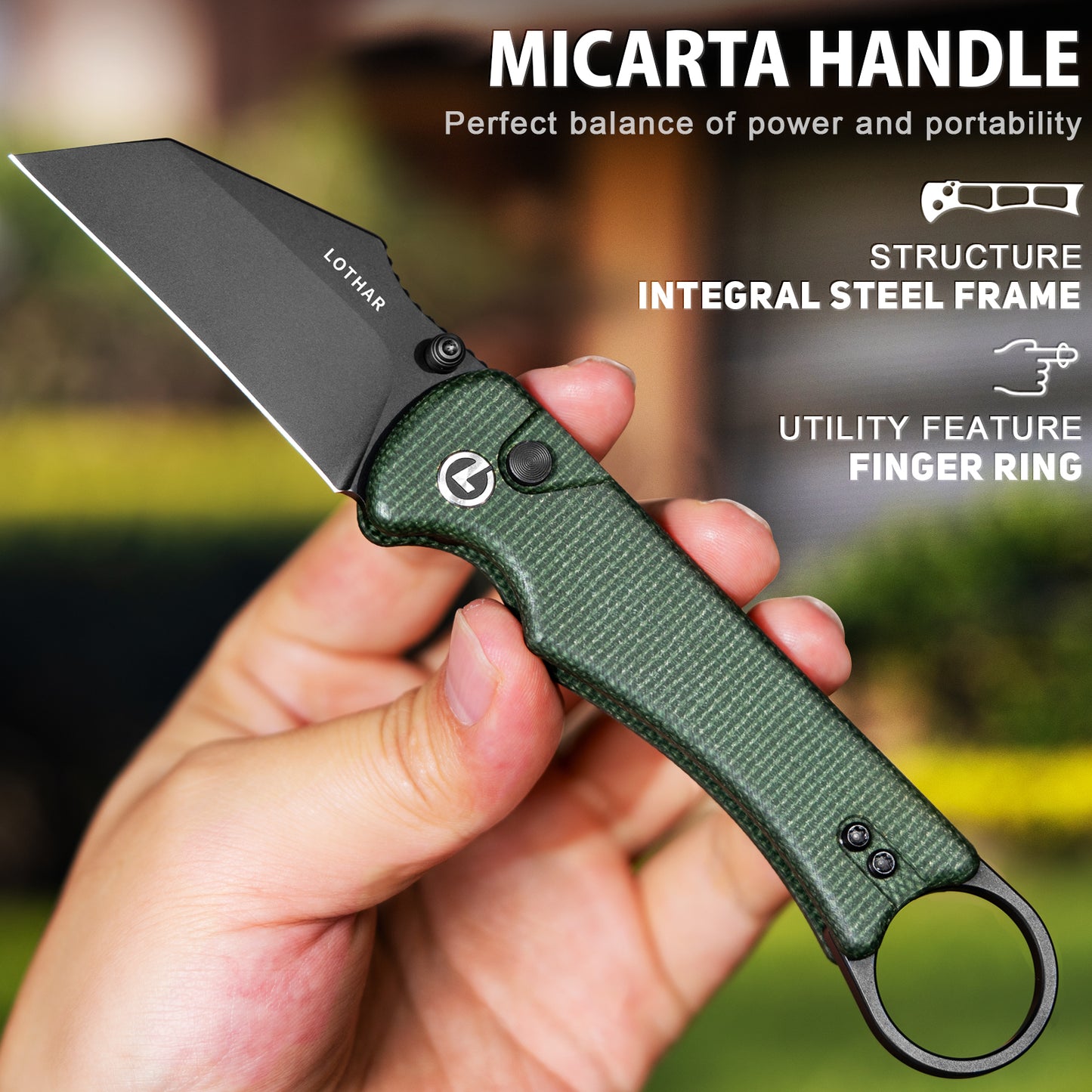 LOTHAR BOUNCER 2,48" 14C28N Stahl taktisches Klappmesser mit Micarta-Griff, umkehrbarer Taschenclip