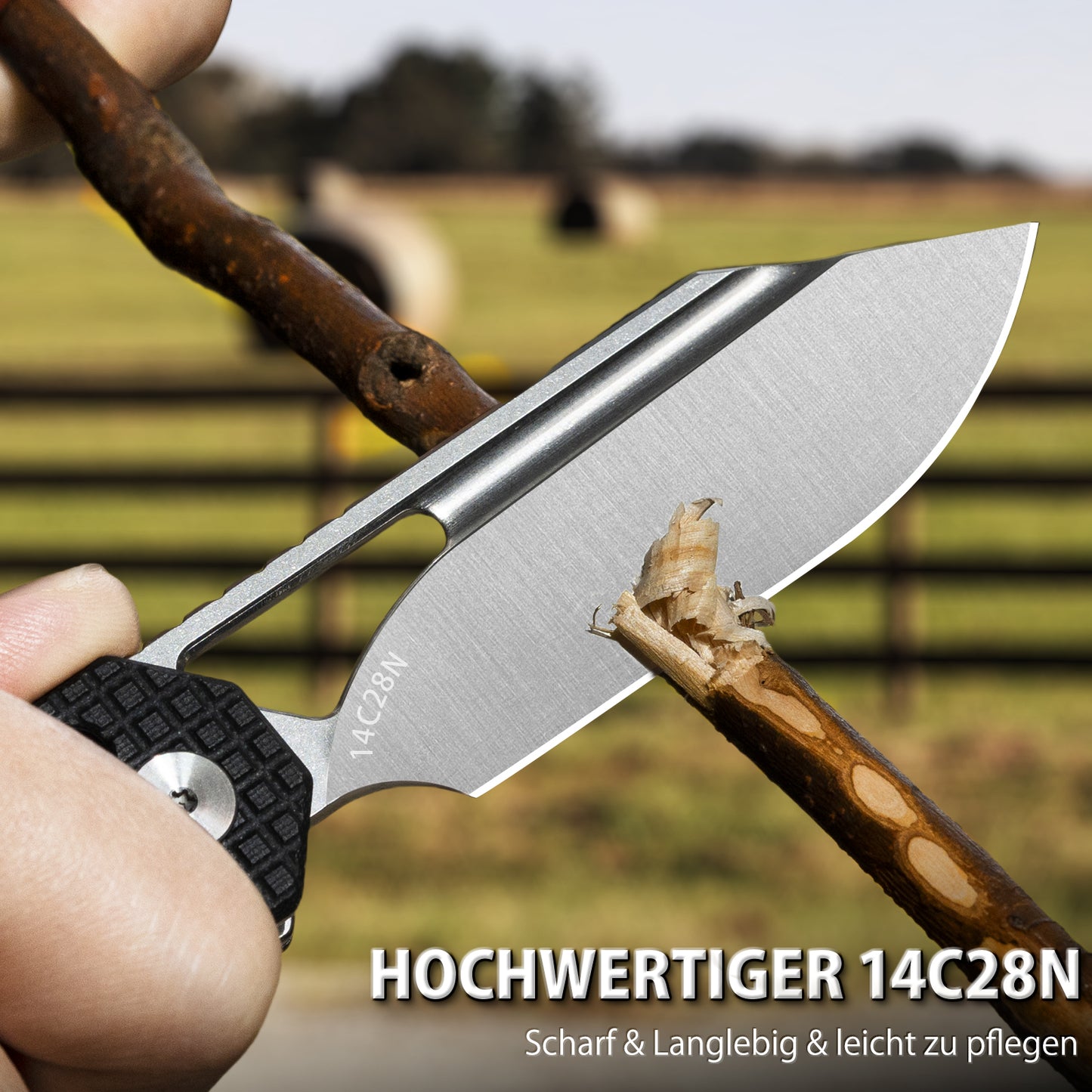NedFoss COUGAR Klappmesser, 8.7cm 14C28N Stahl Taschenmesser mit Crossbar-Lock, Einhandmesser mit G10 Griff, Outdoor Messer mit Gürtelclip, Survival Messer für Alltag, Sammlung & Geschenk