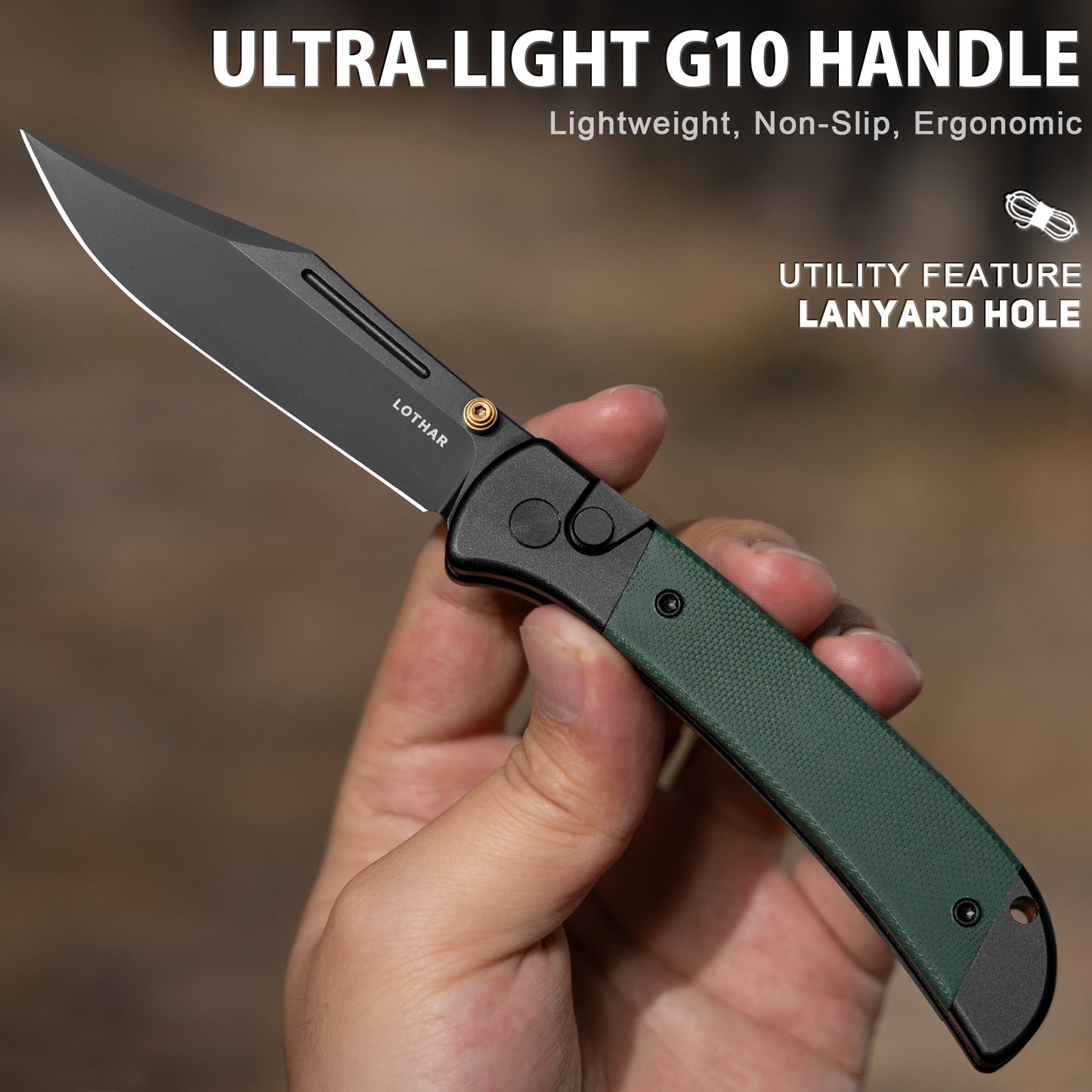 LOTHAR Falcon 3,43" VG10 Stahlklinge Knopfverschluss EDC Taschenklappmesser mit Clip
