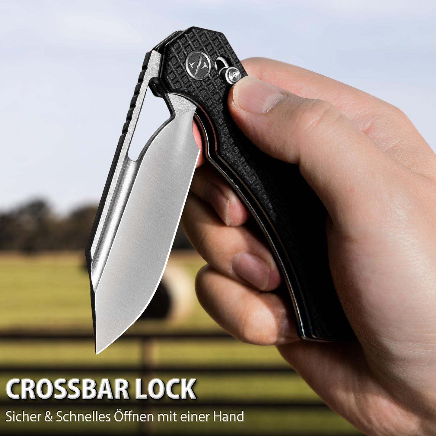 NedFoss COUGAR Klappmesser, 8.7cm 14C28N Stahl Taschenmesser mit Crossbar-Lock, Einhandmesser mit G10 Griff, Outdoor Messer mit Gürtelclip, Survival Messer für Alltag, Sammlung & Geschenk