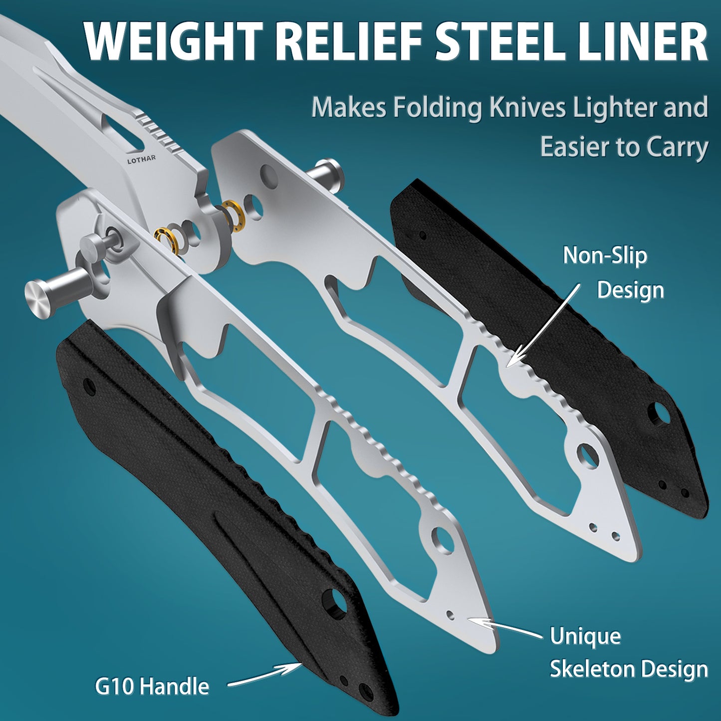 LOTHAR LICH KING Klappmesser, Scharfe 14C28N Stahl Taschenmesser, Einhandmesser mit G10 Griff, Button Lock Outdoor Messer, Survival Messer