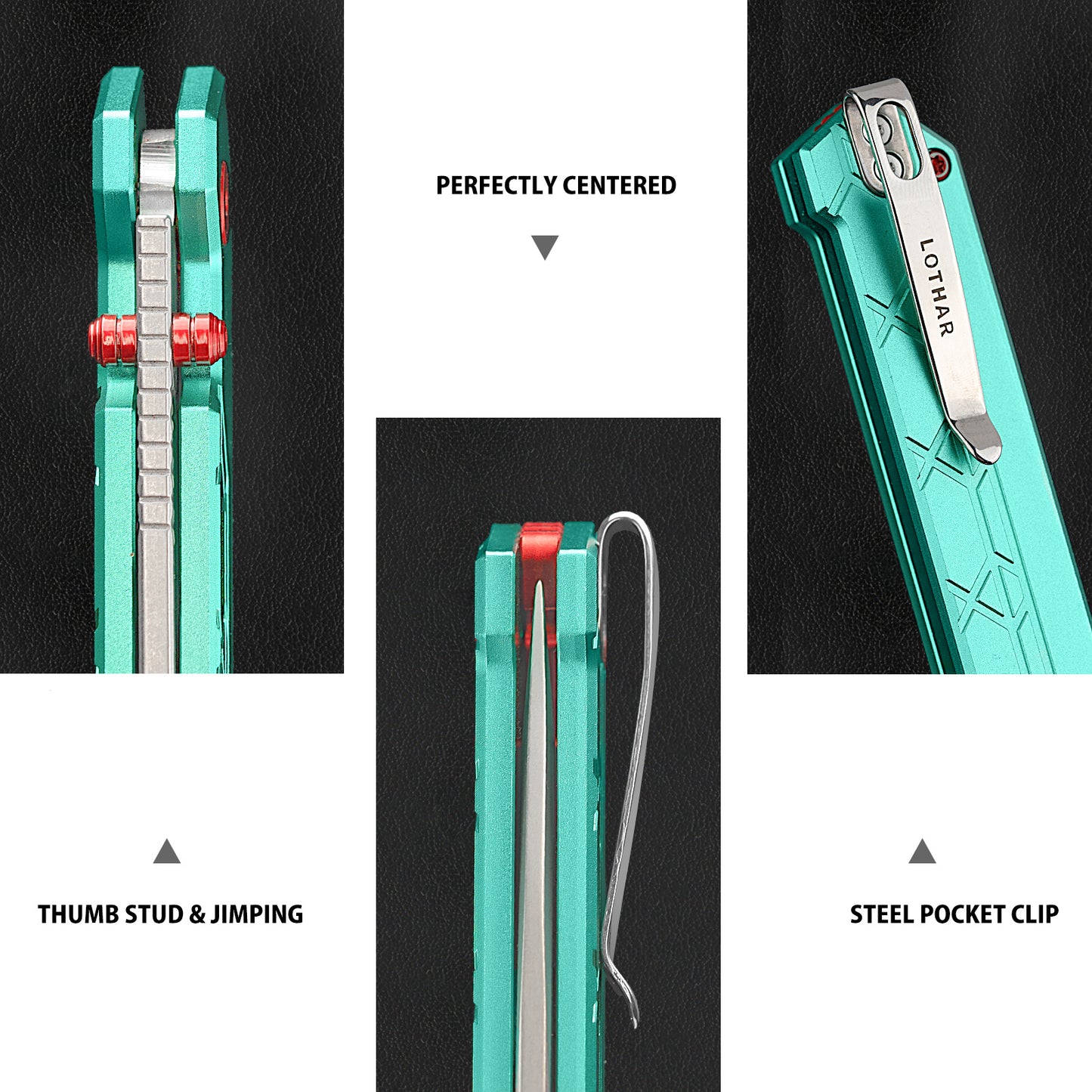 LOTHAR RAFAEL Taschenmesser, 8.8 CM 14C28N Stahl Klinge Klappmesser, Einhandmesser mit Aluminium Griff, Button Lock EDC Messer mit Clip, Sammlung & Geschenk