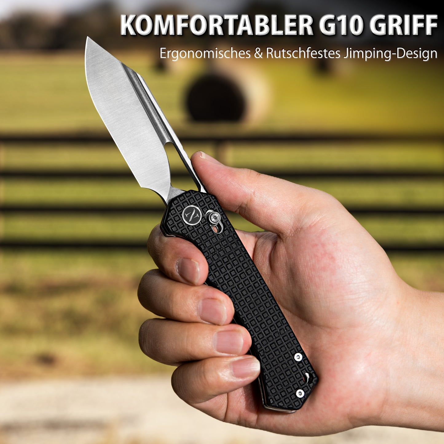 NedFoss COUGAR Klappmesser, 8.7cm 14C28N Stahl Taschenmesser mit Crossbar-Lock, Einhandmesser mit G10 Griff, Outdoor Messer mit Gürtelclip, Survival Messer für Alltag, Sammlung & Geschenk