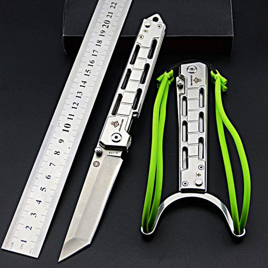 NedFoss DG-SL Tanto Klappmesser, Einhandmesser mit Schleuder, 8,5 cm Klingenlänge Outdoor Messer